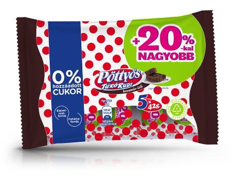 Pöttyös Túró Rudi 0% hozzáadott cukorral +20%, Brownie-ízű 5x42g