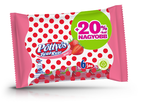 Pöttyös Túró Rudi +20%, epres 6x36g