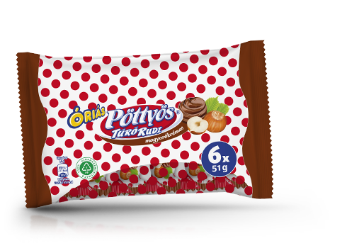 Óriás Pöttyös Túró Rudi, mogyorókrémes 6x51g